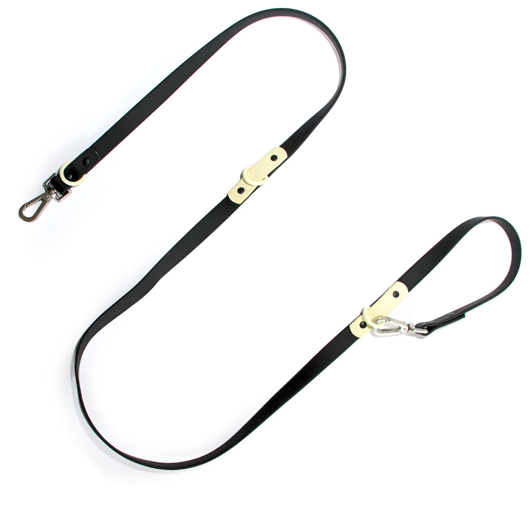 The Fritz Leash -  White Sand Black Tie